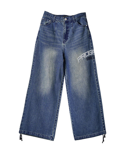 クラウン刺繍バギーパンツ