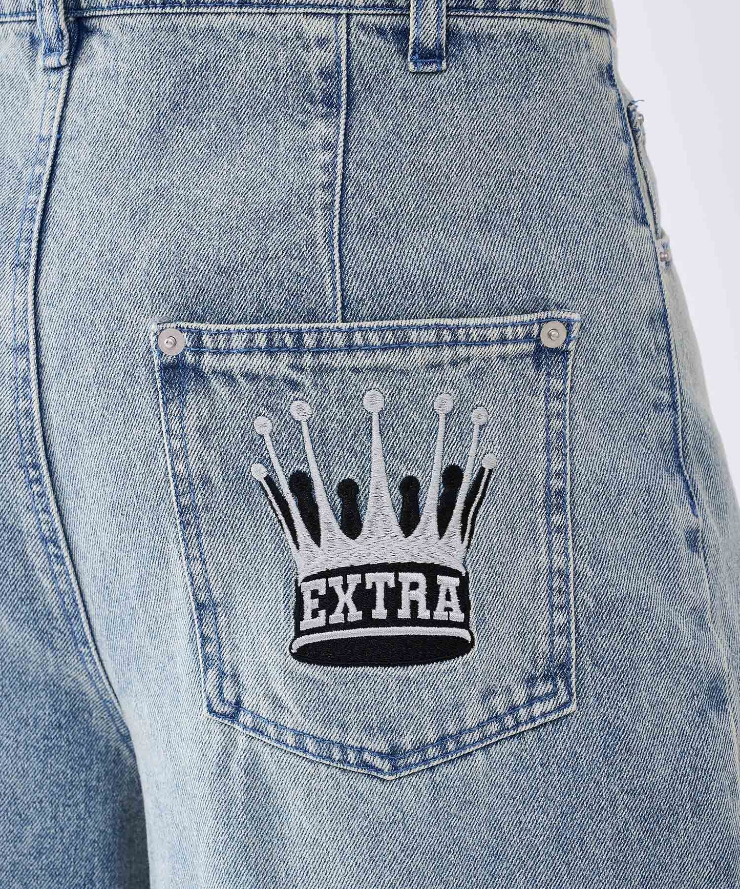クラウン刺繍デニムセットアップ