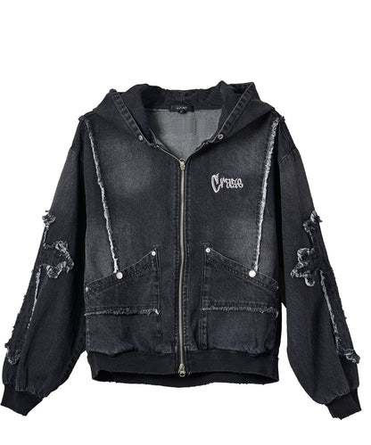 クロスフリンジZIPパーカー