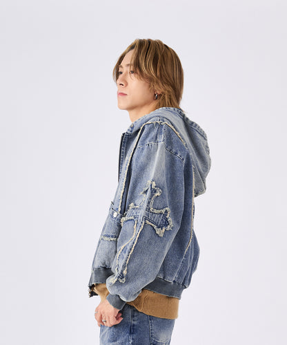 クロスフリンジZIPパーカー