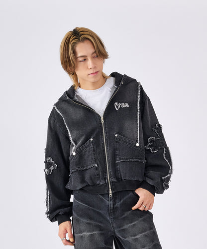 クロスフリンジZIPパーカー