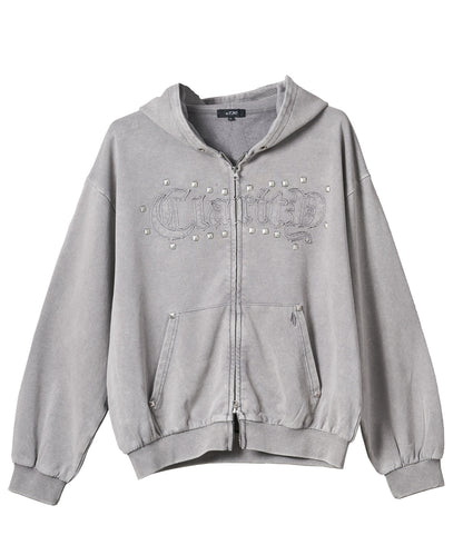 スタッズHOTFIXアップリケZIPパーカー