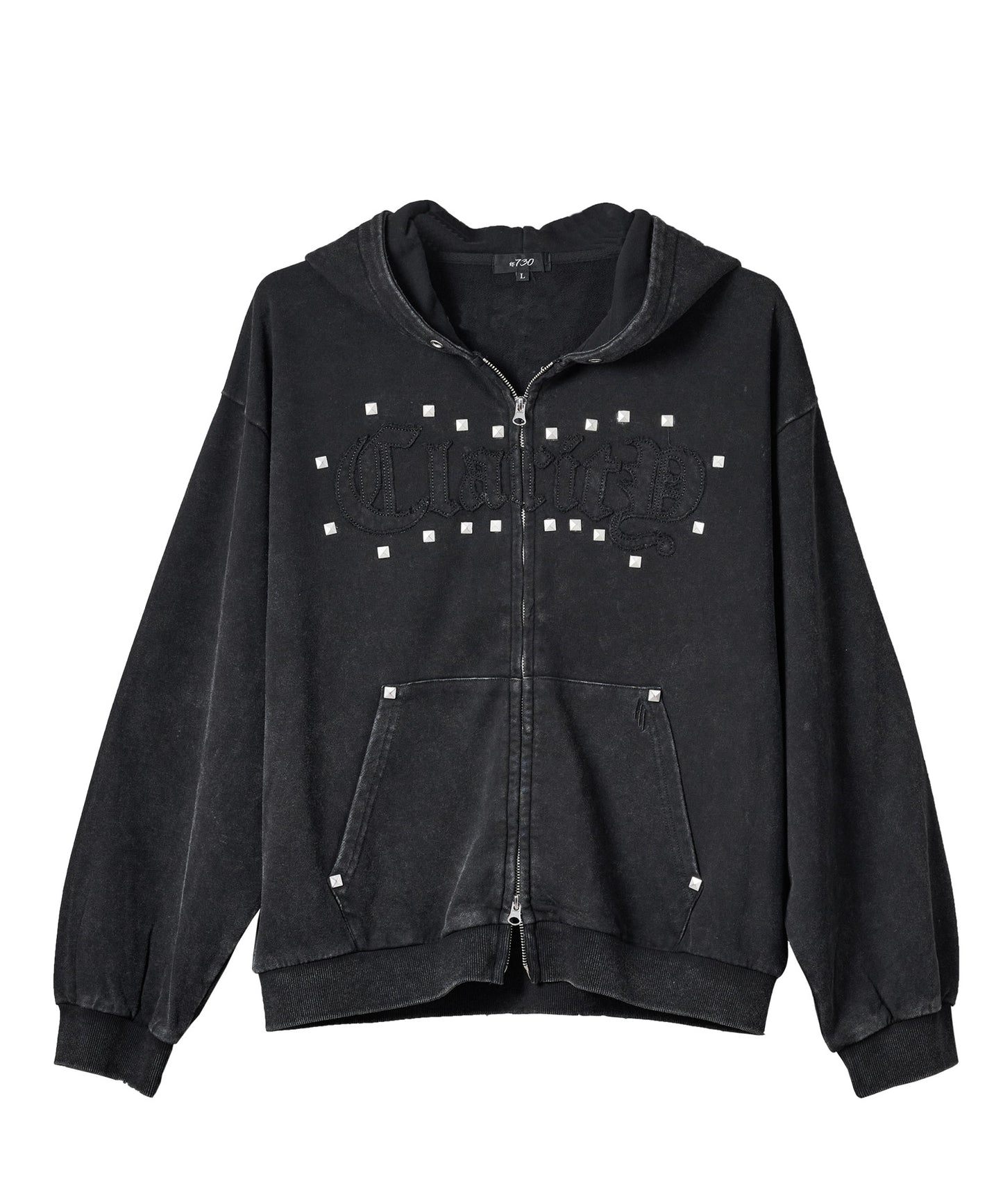 スタッズHOTFIXアップリケZIPパーカー