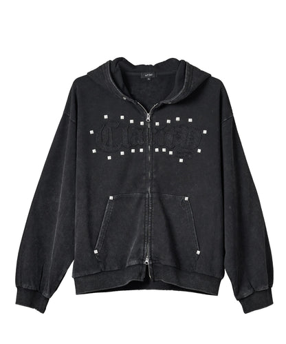 スタッズHOTFIXアップリケZIPパーカー