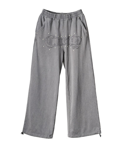 スタッズHOTFIXアップリケ刺繍パンツ