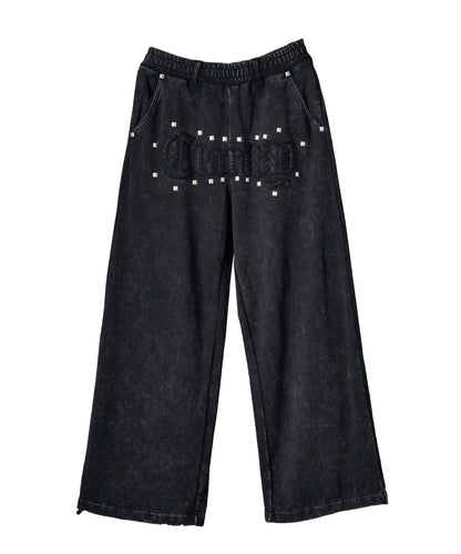 スタッズHOTFIXアップリケ刺繍パンツ