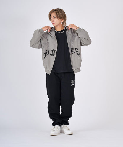 カットオフアップリケZIPパーカー