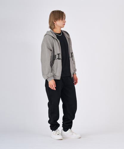 カットオフアップリケZIPパーカー