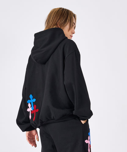 極太糸クロス刺繍パーカー