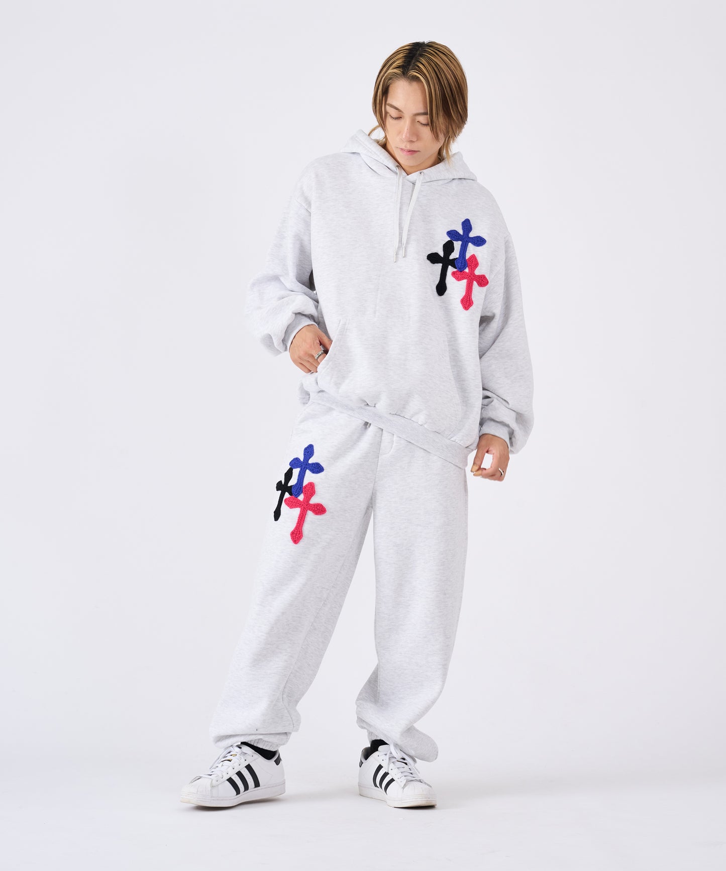 極太糸クロス刺繍セットアップ