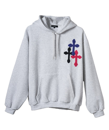 極太糸クロス刺繍パーカー