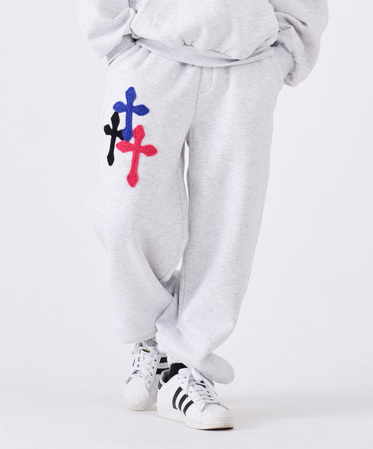 極太糸クロス刺繍スウェットパンツ