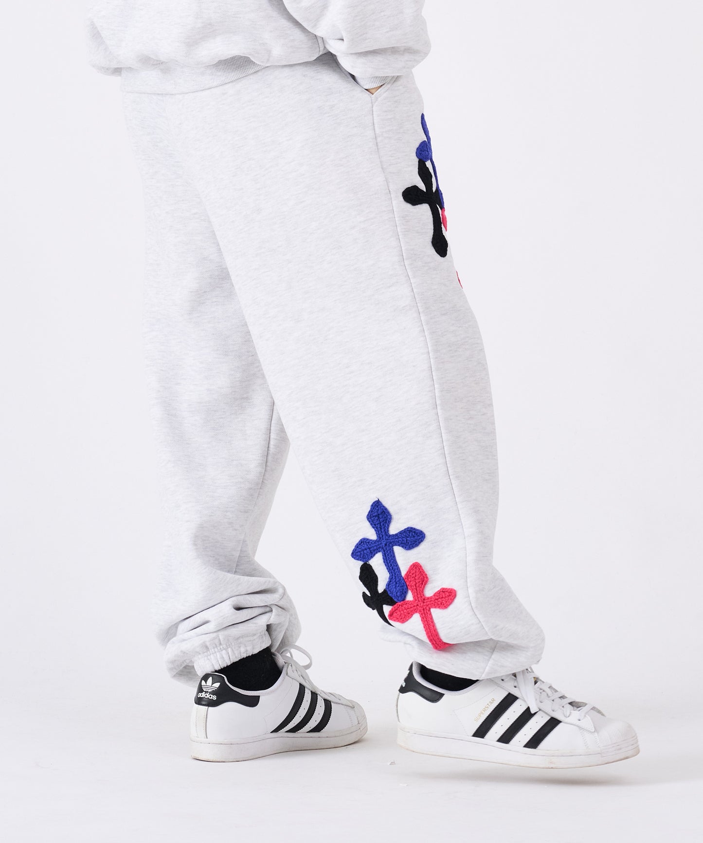 極太糸クロス刺繍スウェットパンツ