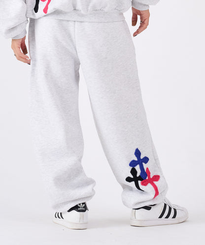 極太糸クロス刺繍スウェットパンツ