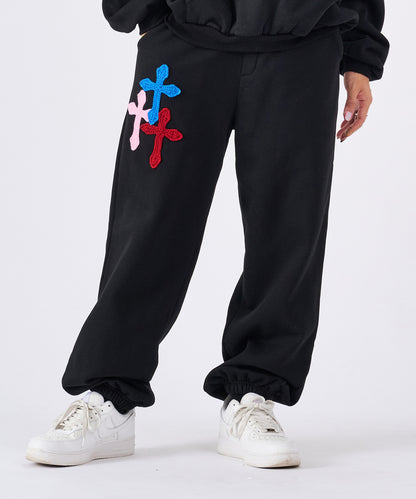 極太糸クロス刺繍スウェットパンツ