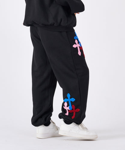 極太糸クロス刺繍スウェットパンツ
