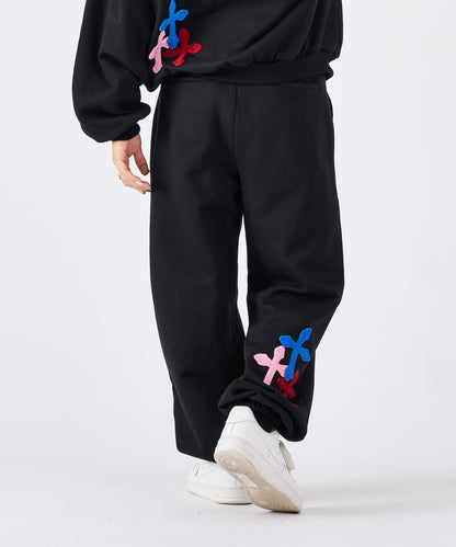 極太糸クロス刺繍スウェットパンツ