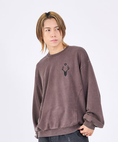 スカルアートアップリケカットオフトレーナー