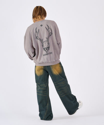 スカルアートアップリケカットオフトレーナー