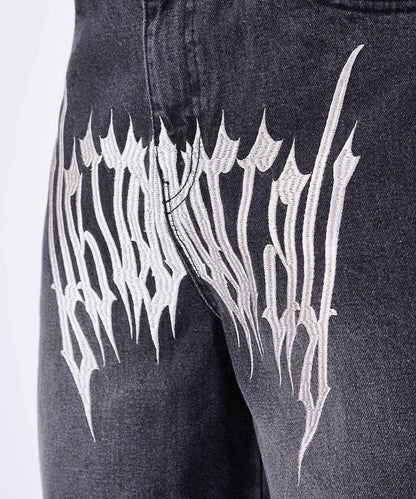 トライバル刺繍デニムバギーパンツ