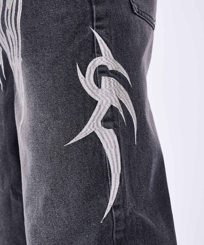 トライバル刺繍デニムバギーパンツ