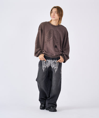 トライバル刺繍デニムバギーパンツ