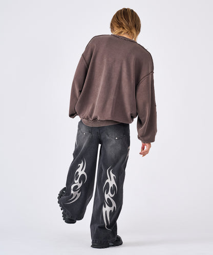 トライバル刺繍デニムバギーパンツ