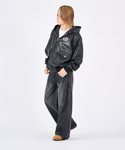 トライバル刺繍デニムバギーパンツ