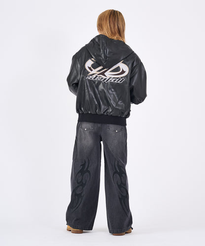 トライバル刺繍デニムバギーパンツ