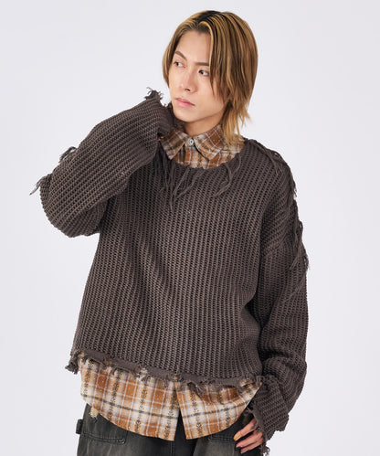 透かし編みグランジニット