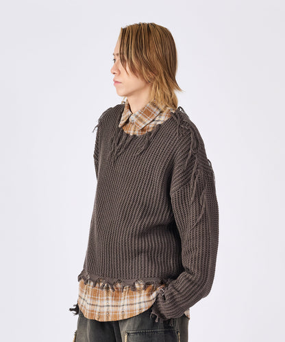 透かし編みグランジニット