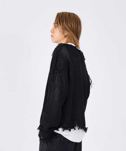 透かし編みグランジニット