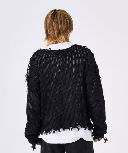 透かし編みグランジニット