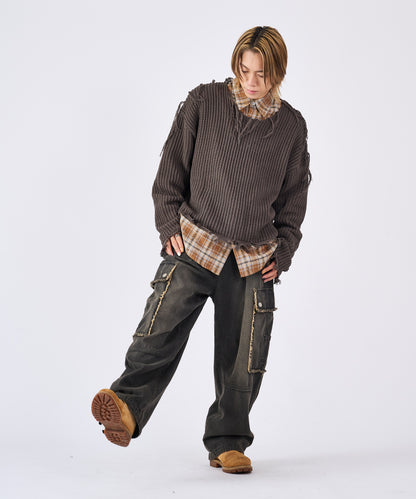 透かし編みグランジニット