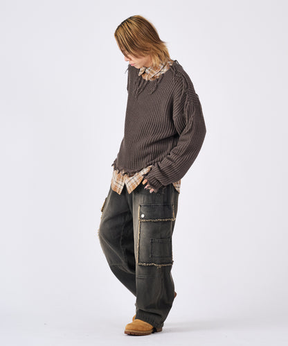 透かし編みグランジニット