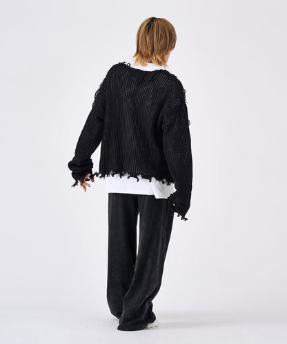 透かし編みグランジニット