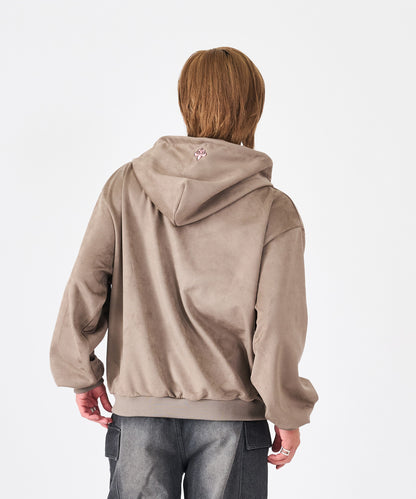 カットスエード　サガラ刺繍ZIPパーカー