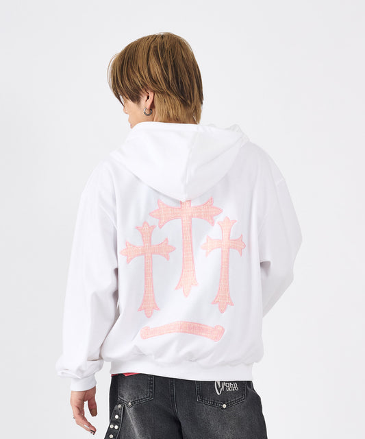 ツイードクロスアップリケZIPパーカー