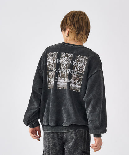 硫化染め　バックコラージュトレーナー