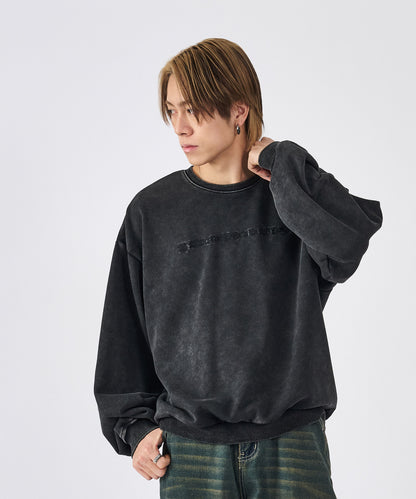 硫化染め　バックコラージュトレーナー