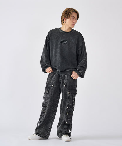 硫化染め　バックコラージュトレーナー