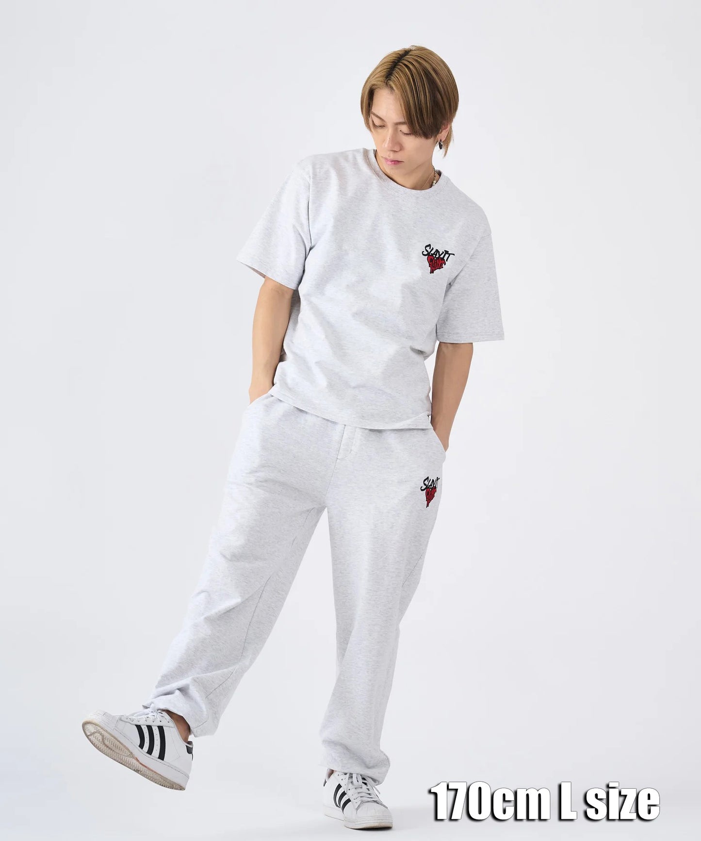 ハートワンポイントロゴ刺繍セットアップ