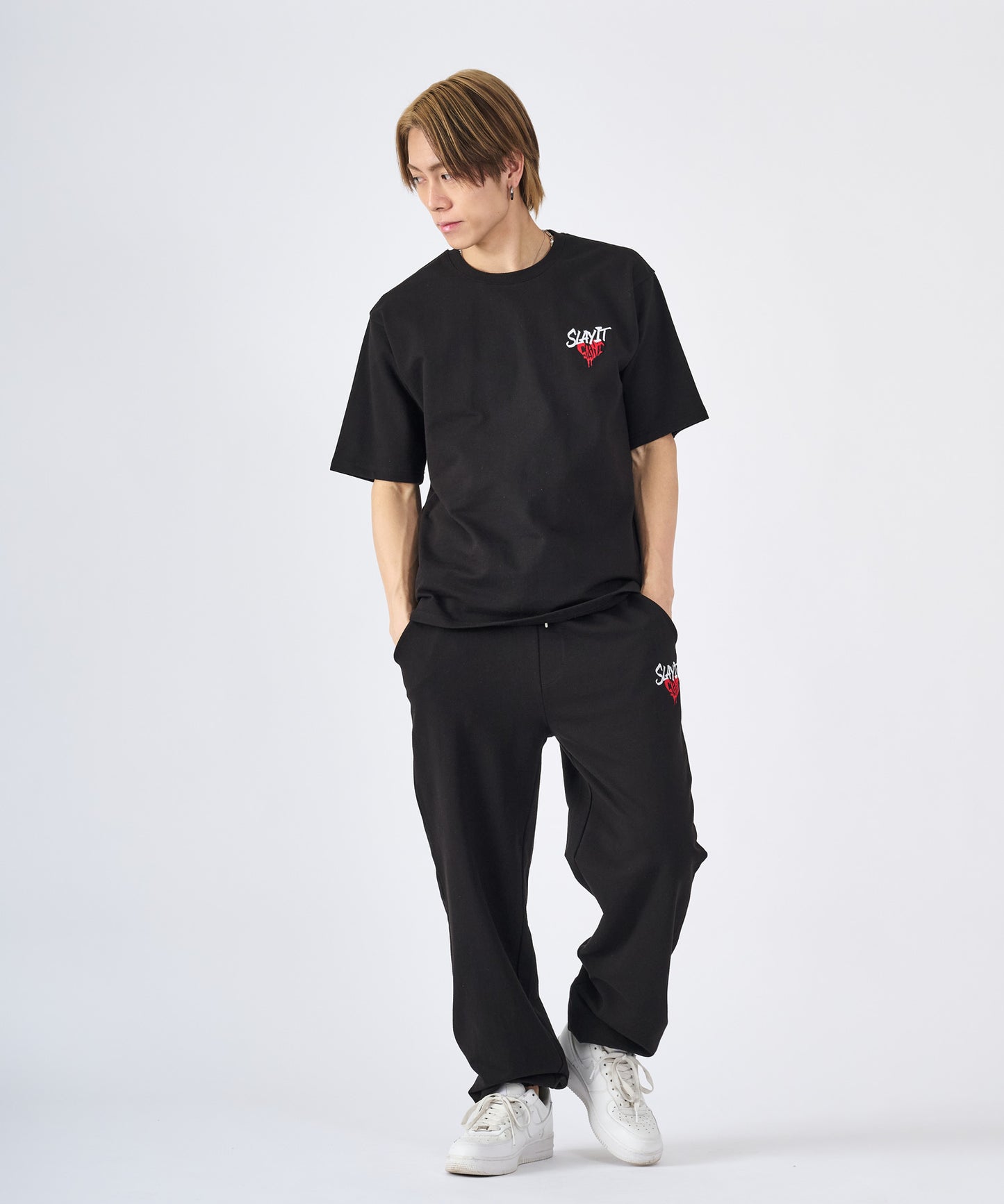 ハートワンポイントロゴ刺繍セットアップ