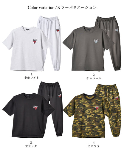 ハートワンポイントロゴ刺繍セットアップ