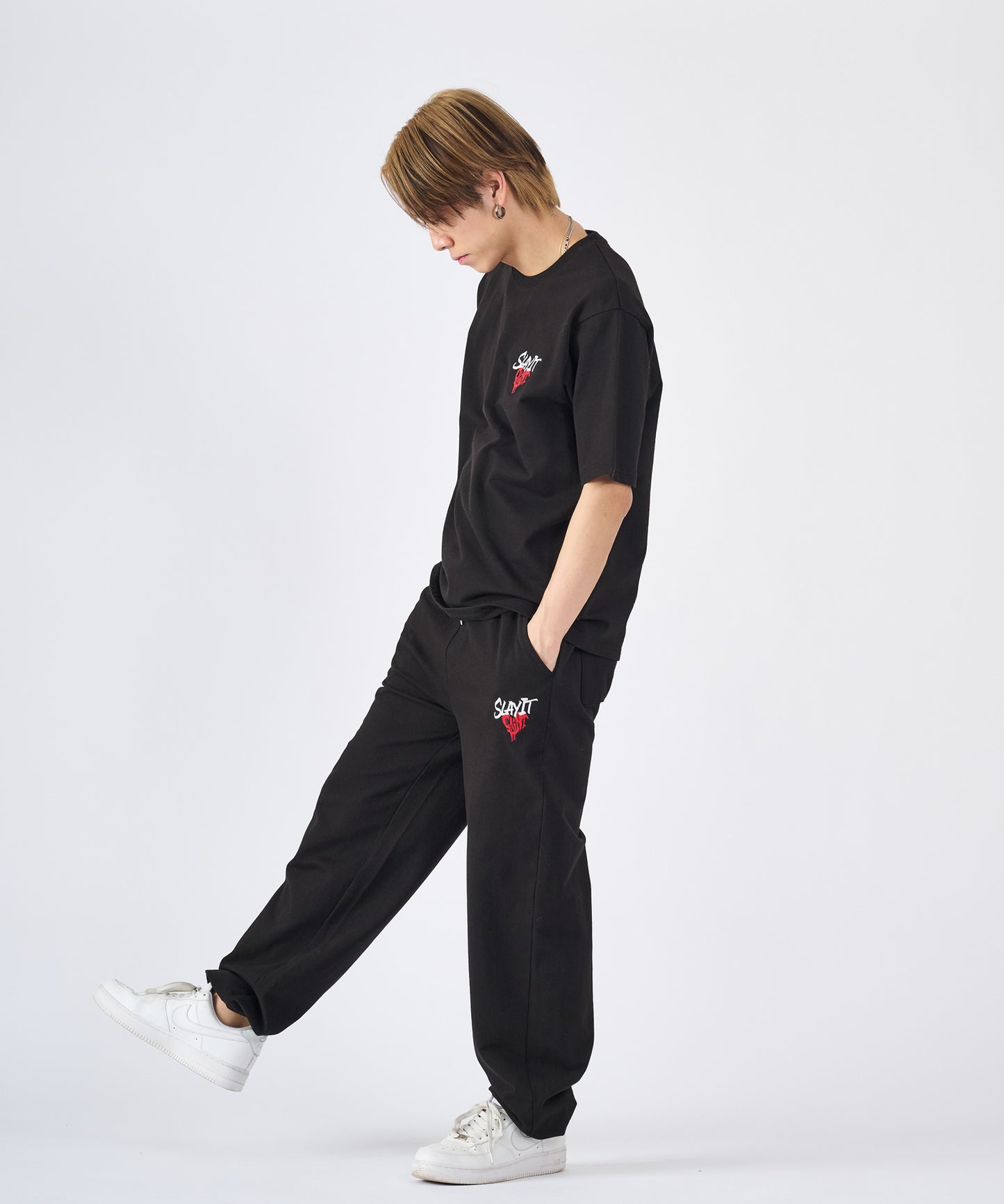 ハートワンポイントロゴ刺繍セットアップ