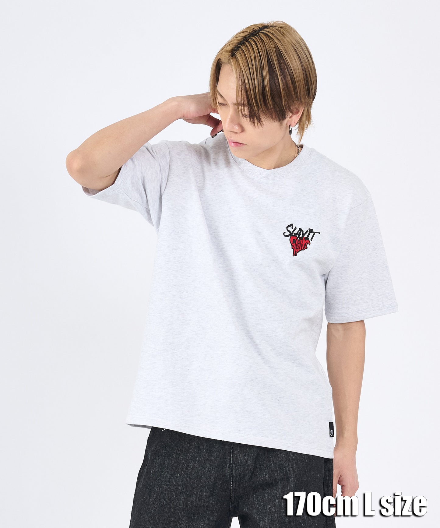 ハートワンポイントロゴ刺繍半袖Tee