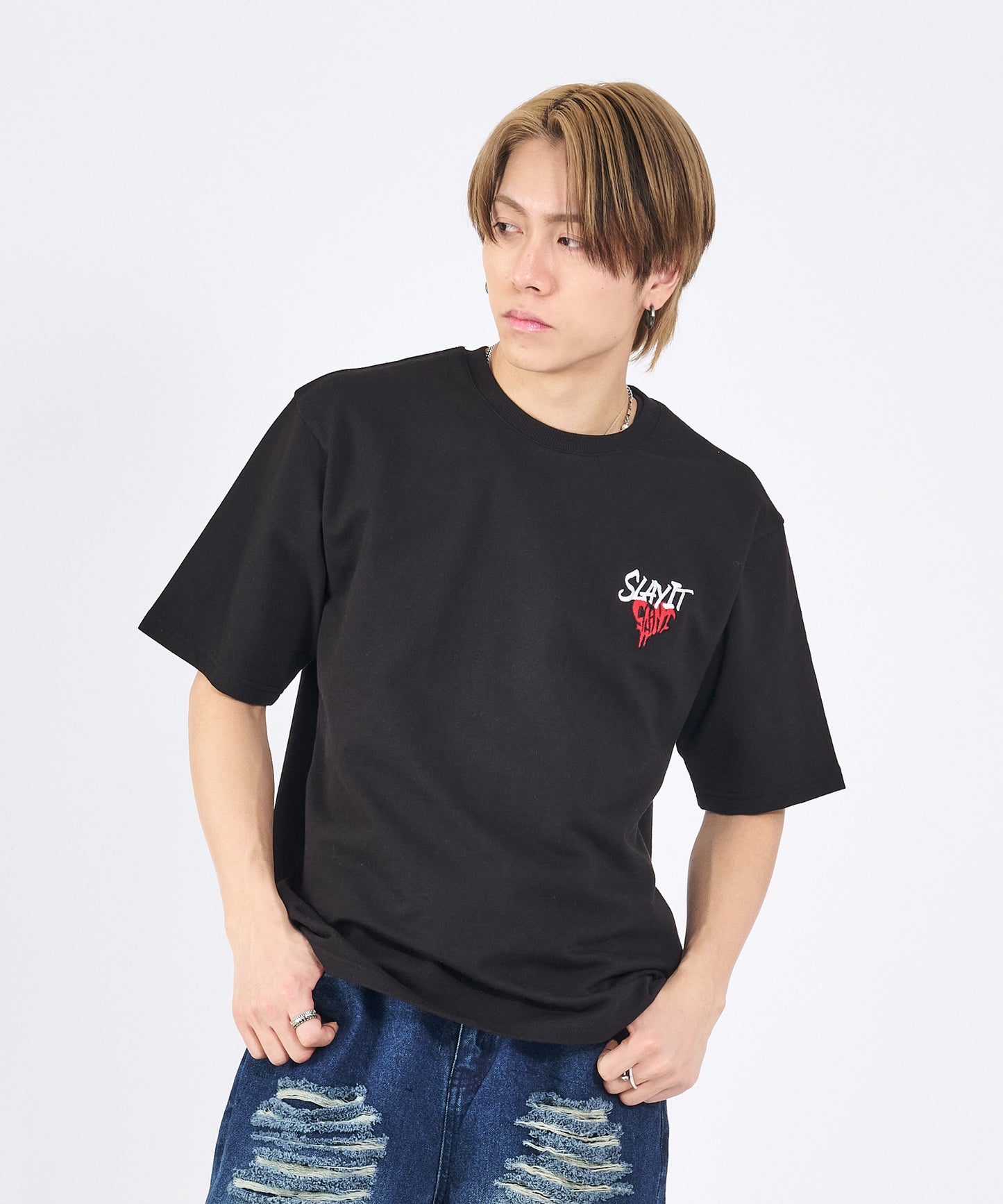 ハートワンポイントロゴ刺繍半袖Tee