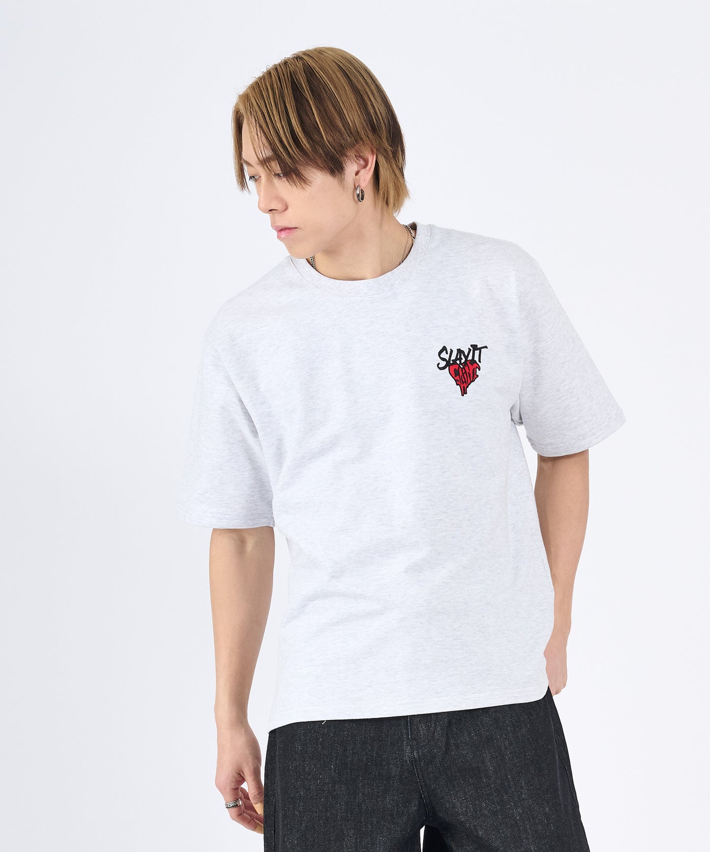ハートワンポイントロゴ刺繍半袖Tee