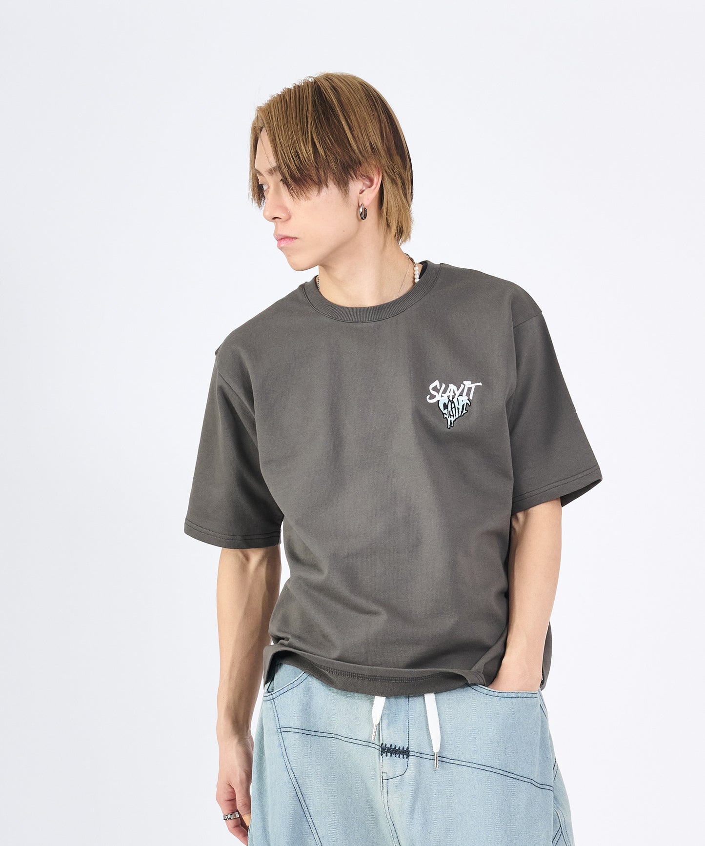 ハートワンポイントロゴ刺繍半袖Tee