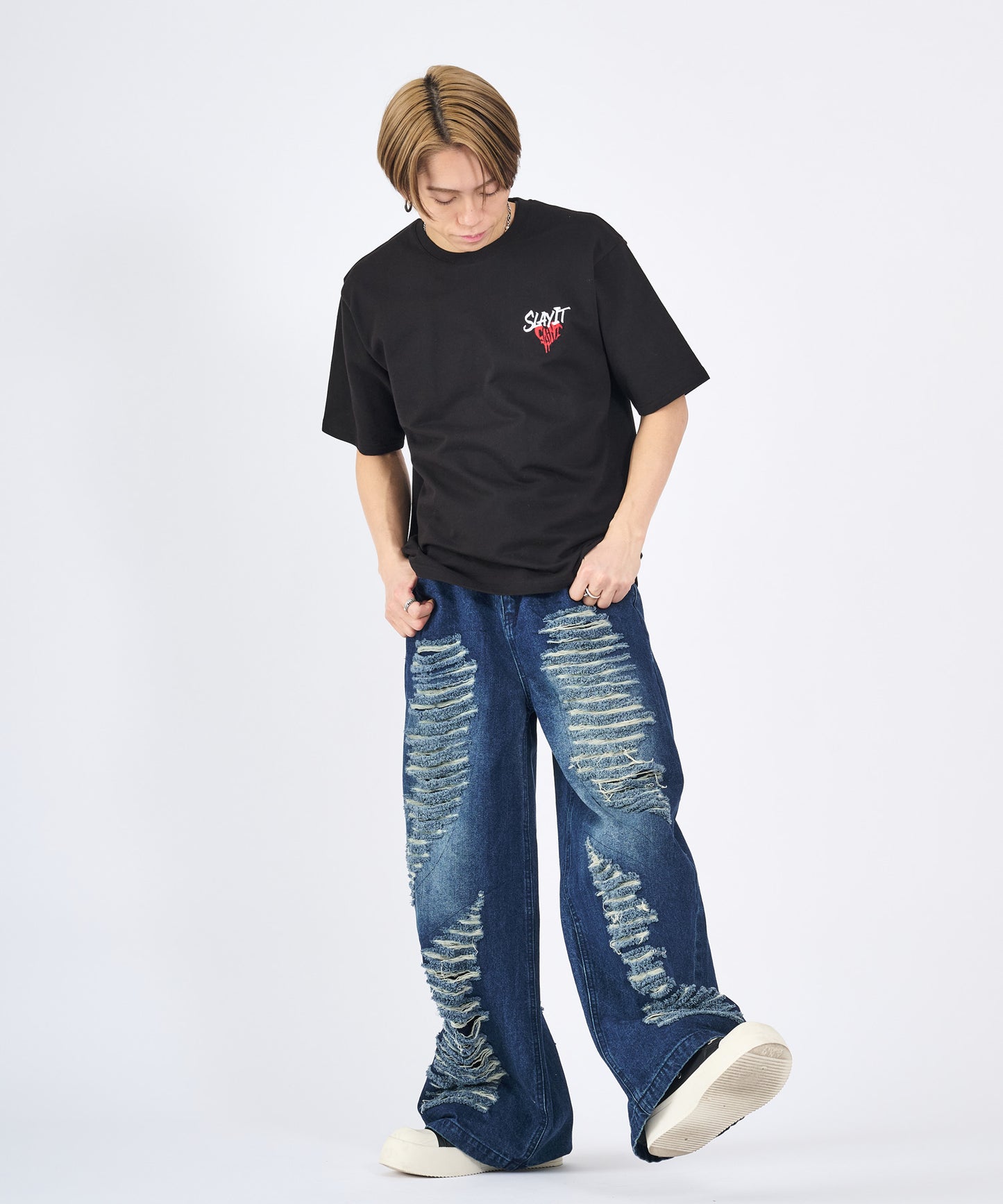 ハートワンポイントロゴ刺繍半袖Tee